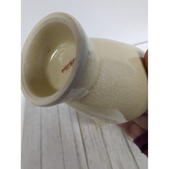 Vintage Set of 3 Large Ceramic Egg Cups Cream Beige Leaves - Picture 6 of 7